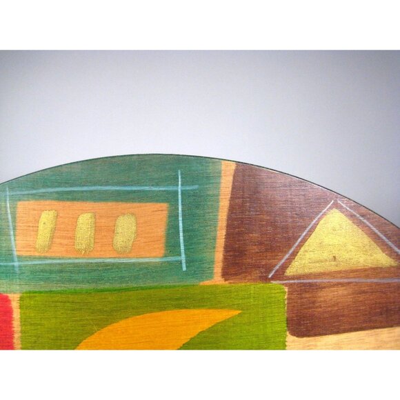 Kakadu Hand Painted Half Circle Wood Wall Art Signed 20 x11 in Design Decor READ - Picture 7 of 12